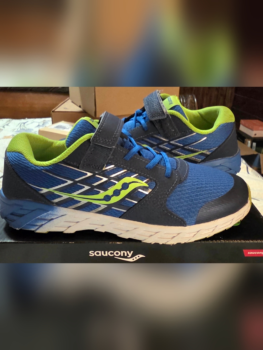 Saucony Kids Blue & Lime Lightweight Sneakers
